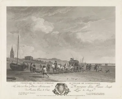 Prins Willem van Oranje op het strand van Scheveningen