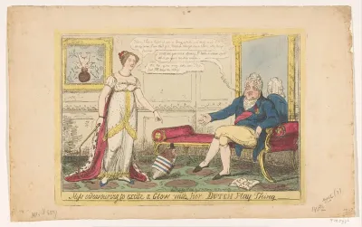 Prinses Charlotte uitgespeeld met haar Hollandse tol, 1814