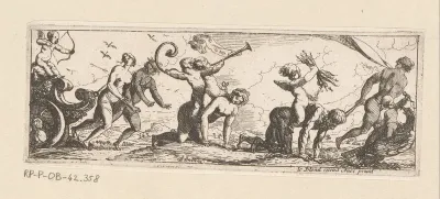 Processie met putti en geketende goden