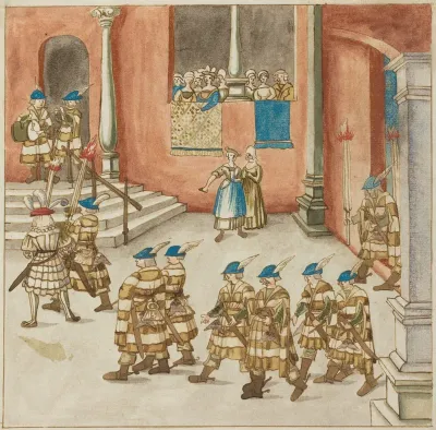 Procession of Knights Viewed by Ladies on a Balcony