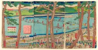 Procession of Minamoto no Yoritomo across the Oi River (Minamoto Yoritomo ko Oikawa gyoretsu zu)