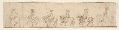 Procession of Six Horsemen in Profile View Facing Left