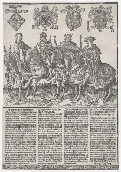 Procession of the Counts and Countess of Holland on Horseback: Mary of Burgundy, Maximilian I, Philip the Fair, and Charles V