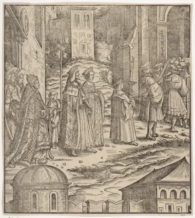 Procession of the Married Emperor, His Wife and The Pope from Saint Peter's Church, from Der Weisskunig