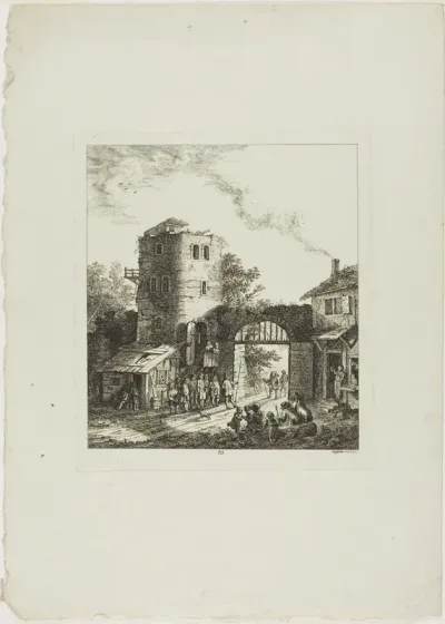 Procession through a Rustic Gate