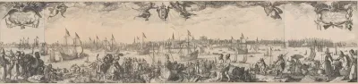 Profiel van Amsterdam, gezien vanaf het IJ, bestaande uit twee delen