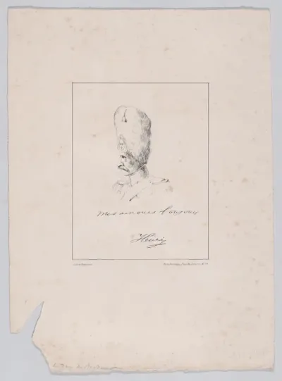 Profile bust of an officer in a bear fur hat