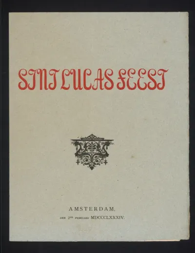 Programmaboek voor het Sint Lucasfeest van kunstenaarsvereniging St. Lucas op 2 februari 1884 in Amsterdam