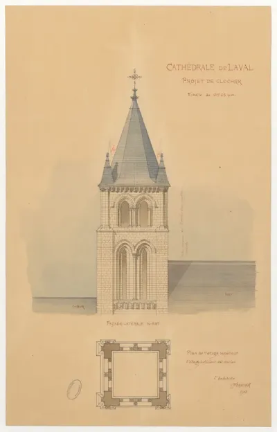 Projet de clocher de la cathédrale de Laval (1903)