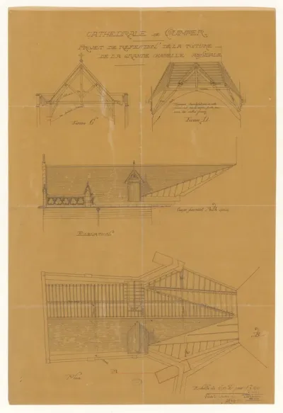 Projet de réfection de la toiture de la grande chapelle absidale de la cathédrale de Quimper (1901)