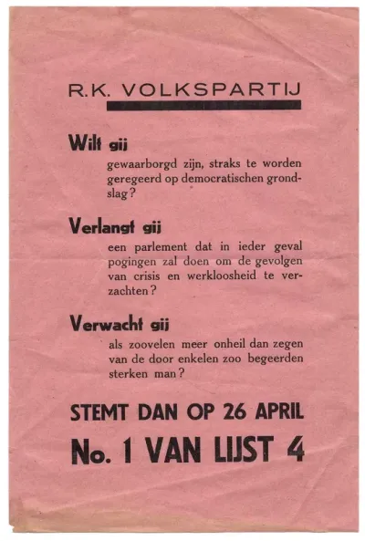 Promotie van de R.K. Volkspartij voor de Tweede Kamerverkiezingen van 26 april 1933
