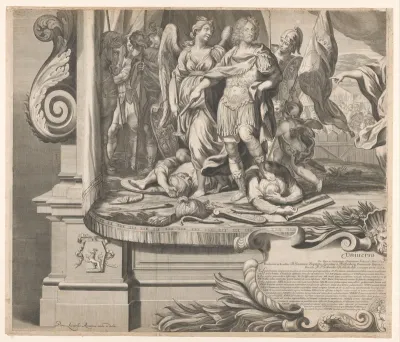 Promotieprent voor Joannes Baptista a Pfeiffersberg (blad voor linksonder)