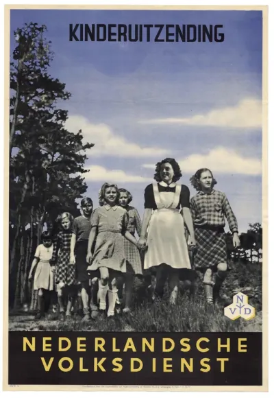 Propaganda voor de Kinderuitzending van de Nederlandsche Volksdienst (N.V.D.).