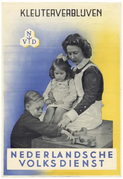 Propaganda  voor de kleuterverblijven van de Nederlandsche Volksdienst (N.V.D.).