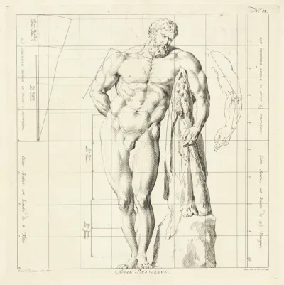 Proportiestudie van het lichaam van Hercules Farnese