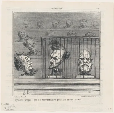 Proposal for a new system to better isolate reactionnaries, from 'News of the day,' published in Le Charivari, January 14, 1870