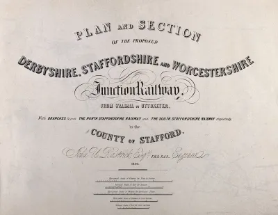 Proposed Derbyshire, Staffordshire and Worcester Railway: title page