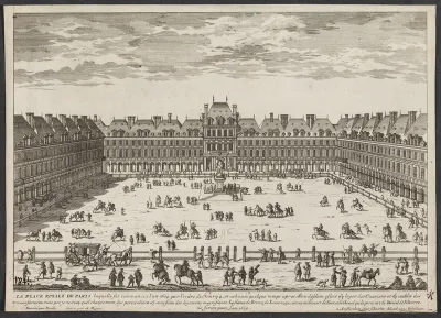 Prospekt af Place de Royale (Place des Vosges) i Paris (La Place de Royale de Paris...)