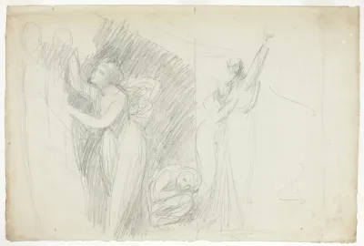 Prospero, Miranda, and Caliban, from The Tempest