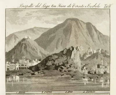 Prospetto del lago tra Riva di Trento e Torbole