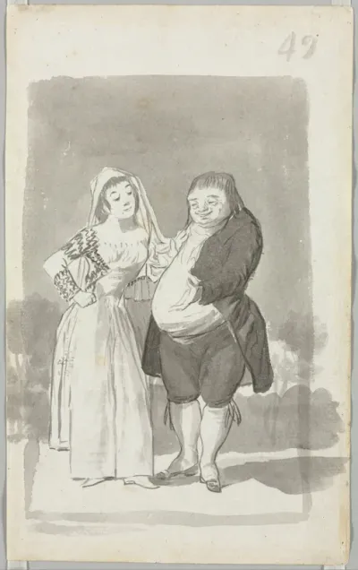 Prostitute Soliciting a Fat, Ugly Man, Folio 49 (recto)