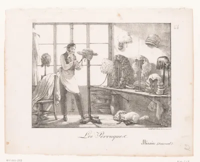 Pruikenmaker aan het werk