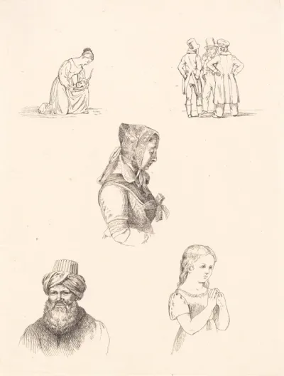Prøveblad med figurstudier