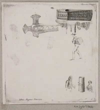 Prøveblad med nordiske oldsager, figurer mm.