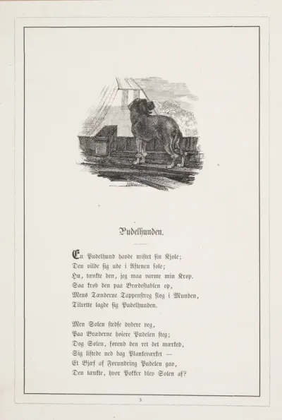 Pudelhunden. Illustration til H.V. Kaalund, "Fabler for Børn"
