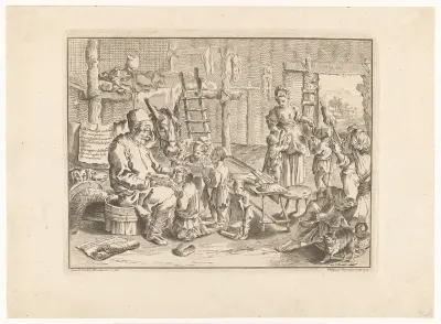 Pulcinella als schoolmeester