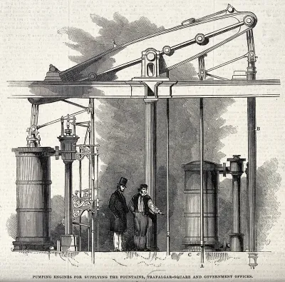 Pumping engines for supplying water to the fountains at Trafalgar Square and government offices