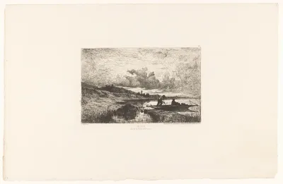 Punter langs de oever van een rivier