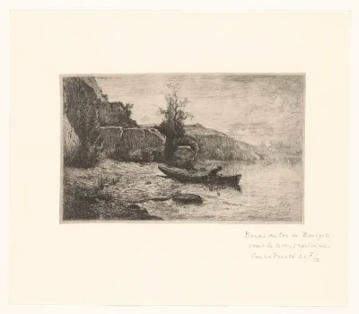 Punter op de oever van het Meer van Le Bourget