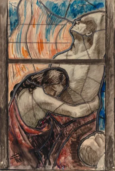 Purgatory, detail of a stained glass composition for the Turku Cathedral