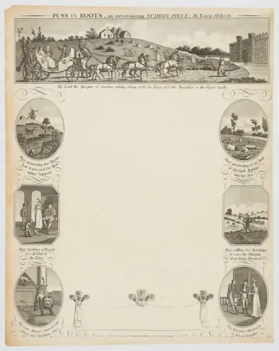 Puss in Boots, an entertaining School-Piece: by Young Slyboots [School piece or Penmanship sheet]
