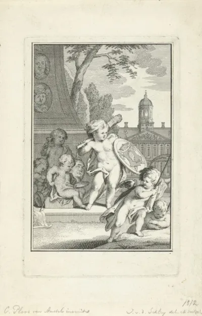 Putti beoefenen de schilderkunst en beeldhouwkunst