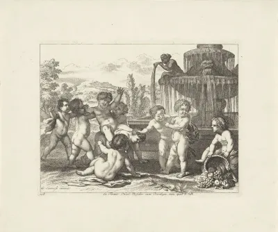 Putti bij een fontein