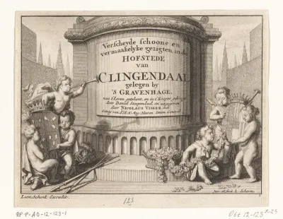 Putti bij een monument voor landgoed Clingendael
