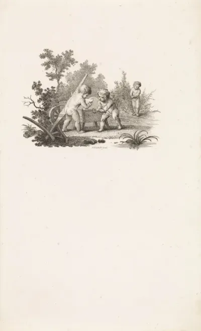Putti bij een slijpsteen