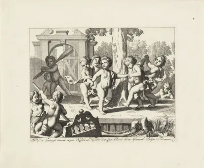 Putti dansen rond een boom