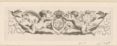 Putti die de wapens van Frankrijk en Navarra bekronen