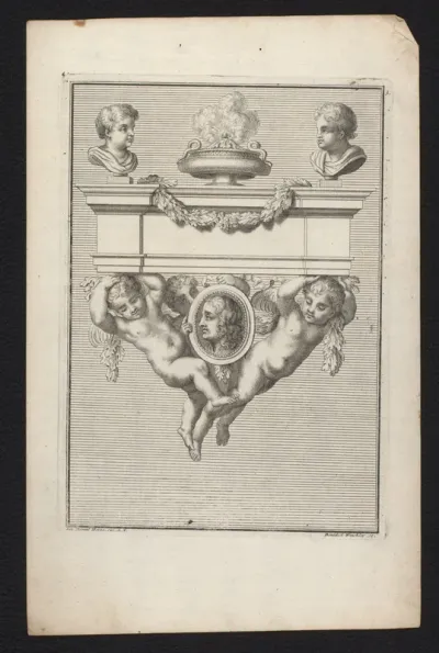 Putti dragen een grafsteen