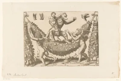Putti een aap bespottend