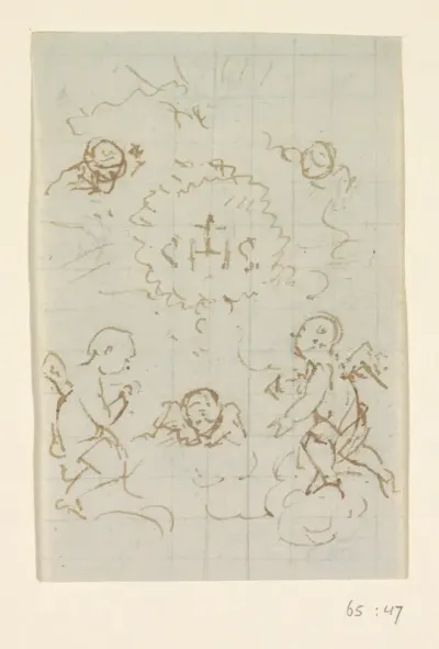 Putti en cherubijnen met Christusmonogram