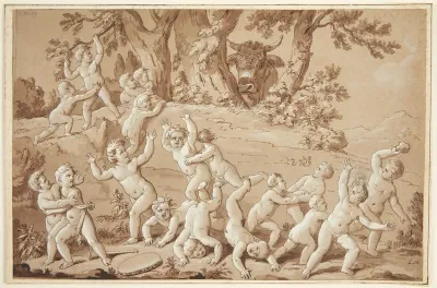 Putti flygter fra en tyr