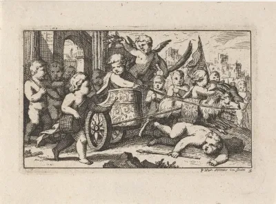 Putti in een bokkenwagen