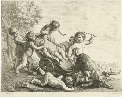 Putti met bokkenwagen