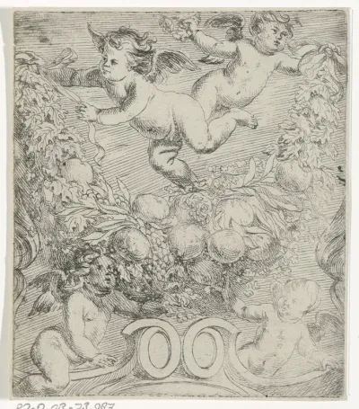 Putti met een guirlande