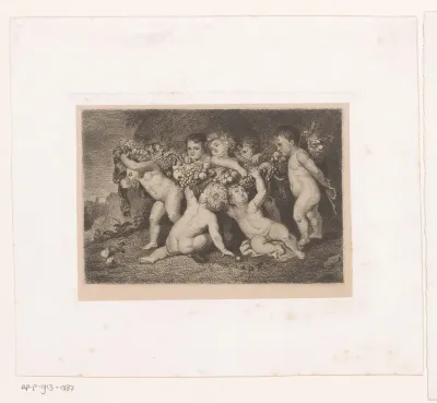Putti met een vruchtfestoen