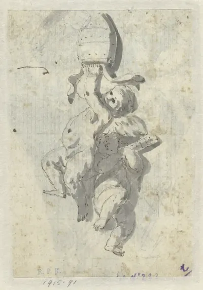Putti met pauselijke insignia